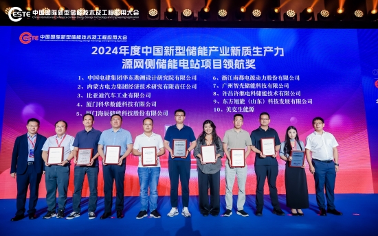 華東院獲2024年度中國新型儲能產業(yè)新質生產力源網側儲能電站項目領航獎